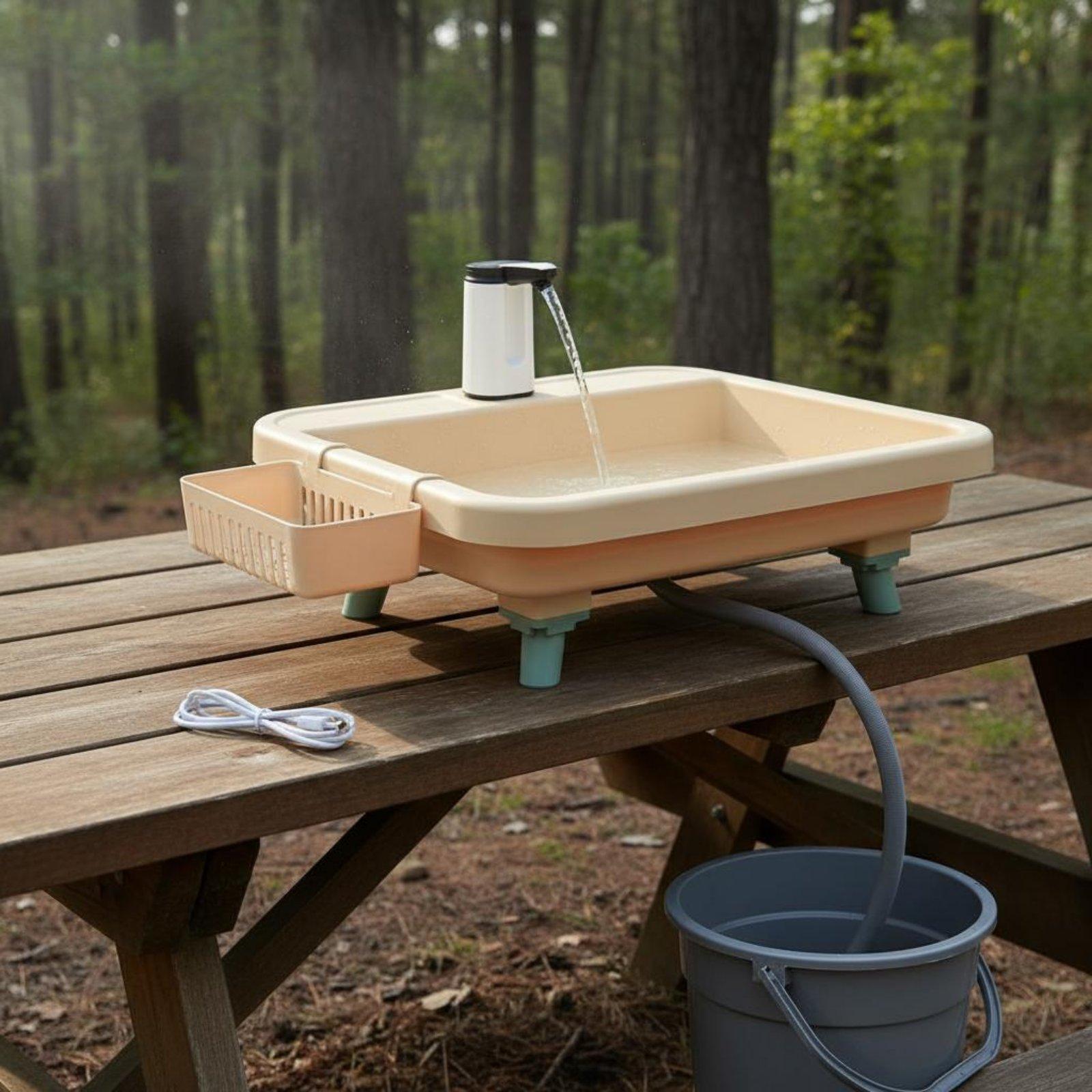 Outdoor Camp - Tragbares Outdoor-Camping-Waschbecken mit elektrischer Wasserpumpe und