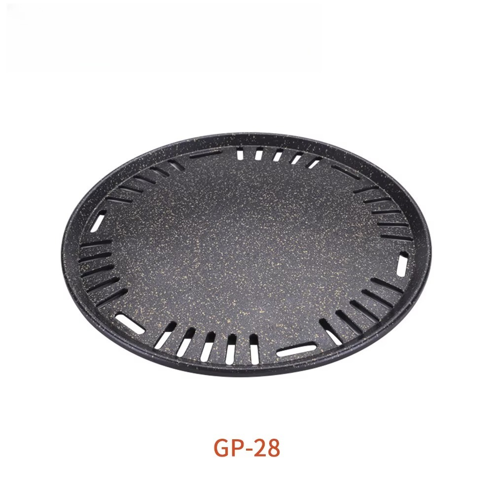 Outdoor Camping Korea - Aluminium Runde BBQ-Platte Antihaft-Tischgrillpfanne für Tischplatte