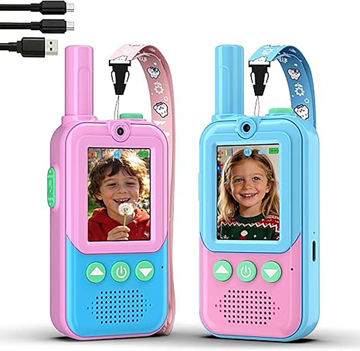 Outdoor Camping Games For Kids - Wiederaufladbare Kinder-Video-Walkie-Talkies 2er-Pack, mit HD-Kamera und