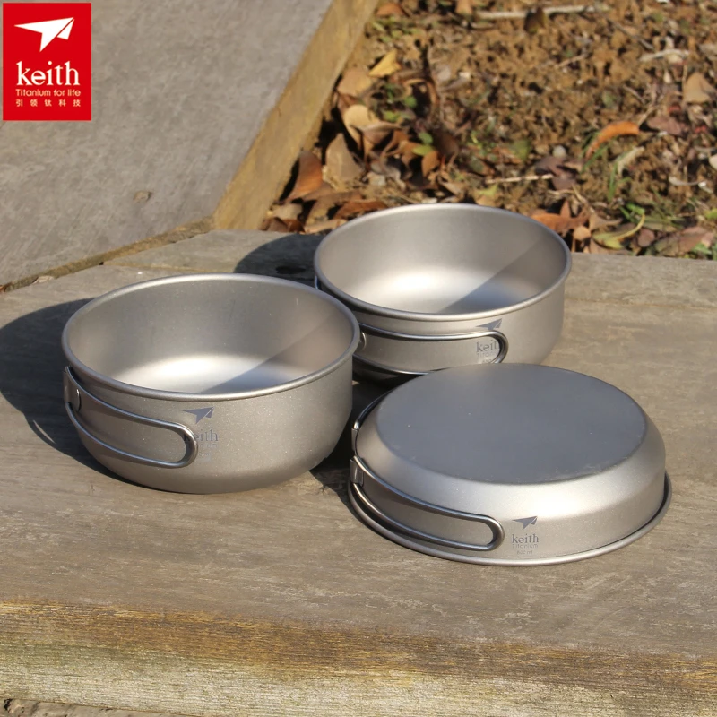 Outdoor Camping Cooking Equipment - Keith 3pcs Titan Kochgeschirr Pfannen Schalen