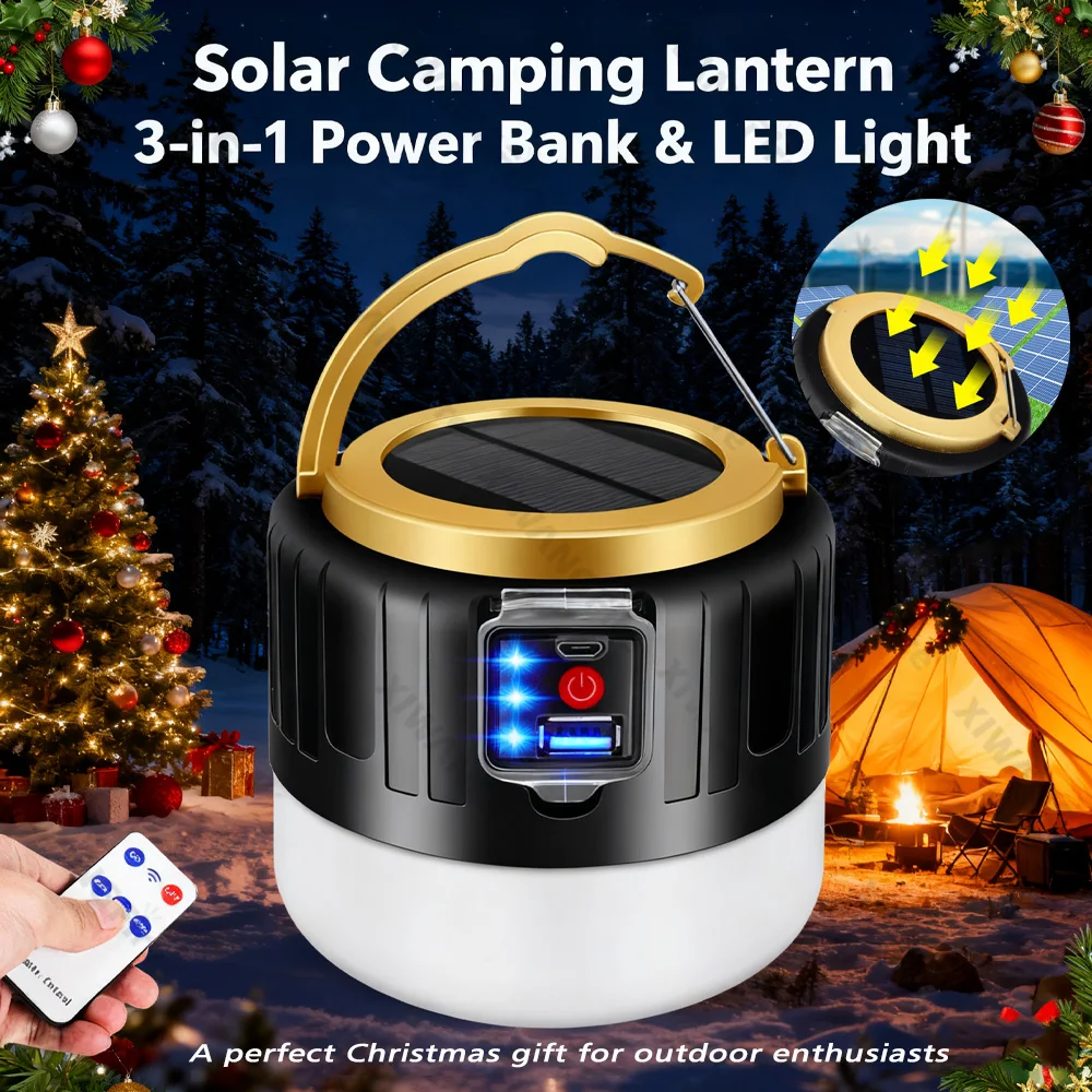 Outdoor Camping Light Ideas - All-in-1 Solar-Campinglaterne mit Powerbank und Fernbedienung