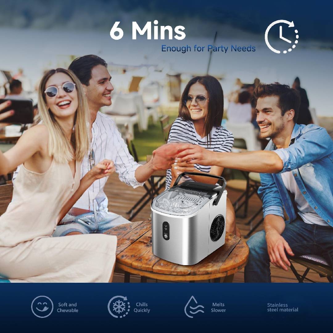 Outdoor Camping Kitchen - EKOJUCE 29-Pfund-Kugel-Eismaschine, kompakt und tragbar, selbstreinigender