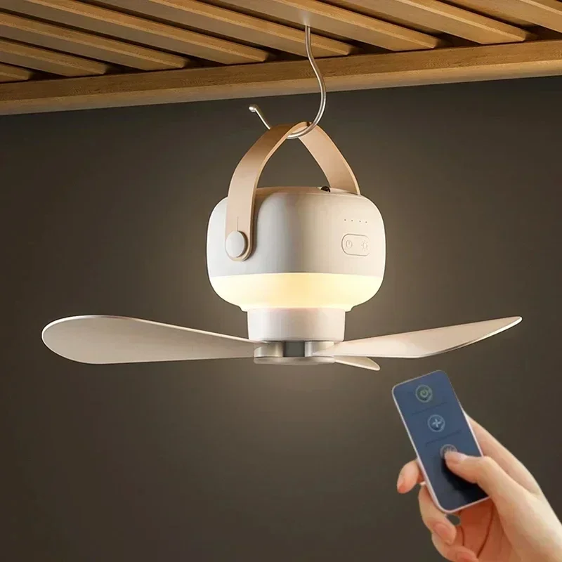 Outdoor Camping Light Ideas - Tragbarer Kabelloser Mini-Deckenventilator mit Licht USB