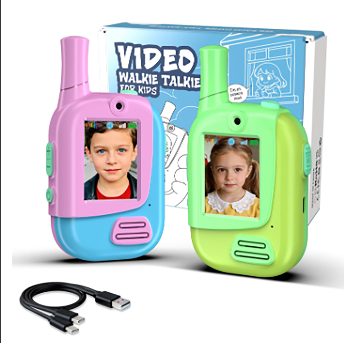 Outdoor Camping Games For Kids - 2er-Pack Wiederaufladbare Kinder-Video-Walkie-Talkies mit 4 Stimmverzerrer-Funktionen